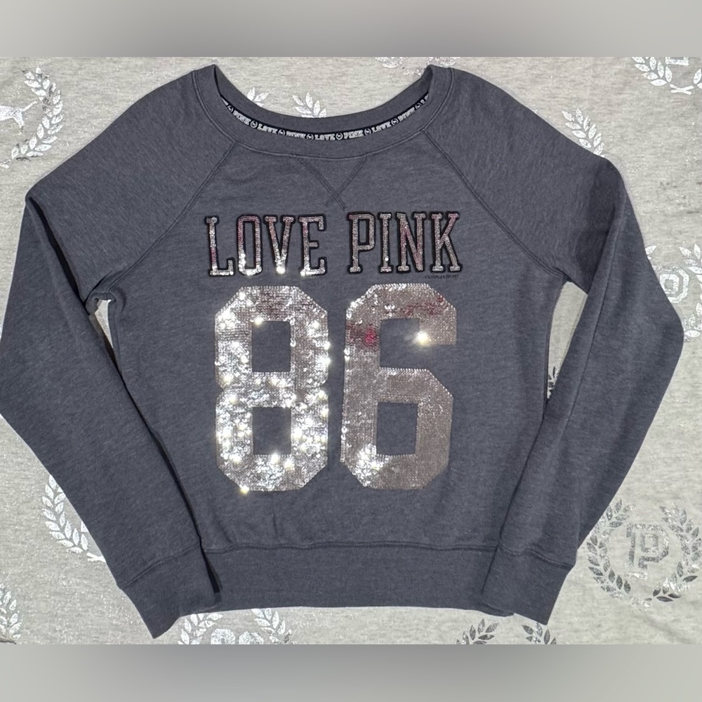 VS PINK VINTAGE BLING CREW NECK SWEATSHIRT